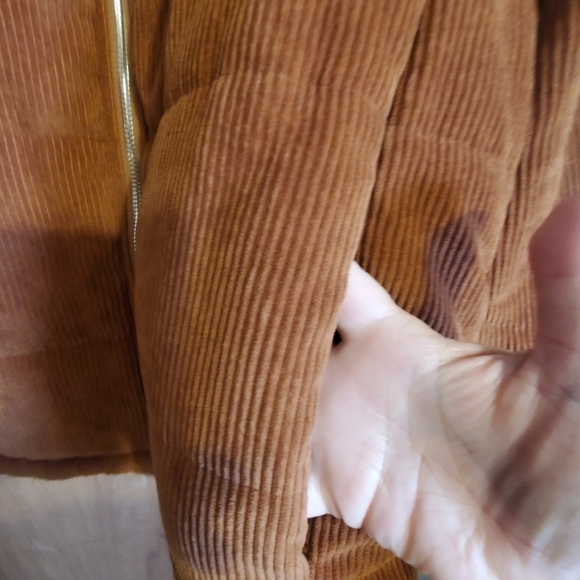 Shein.  Brown zip up puffer corduroy cropped jacket.  Sz large. - Picture 3 of 8
